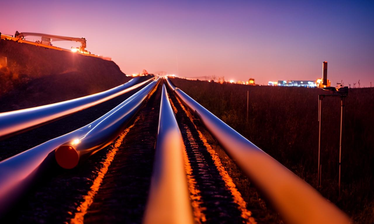 A computer generated image of pipelines at sunset. Because .. future.